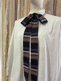 Silky Stripe Pussybow Tie Collar