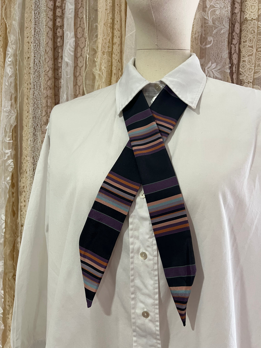 Silky Stripe Skinny Scarf