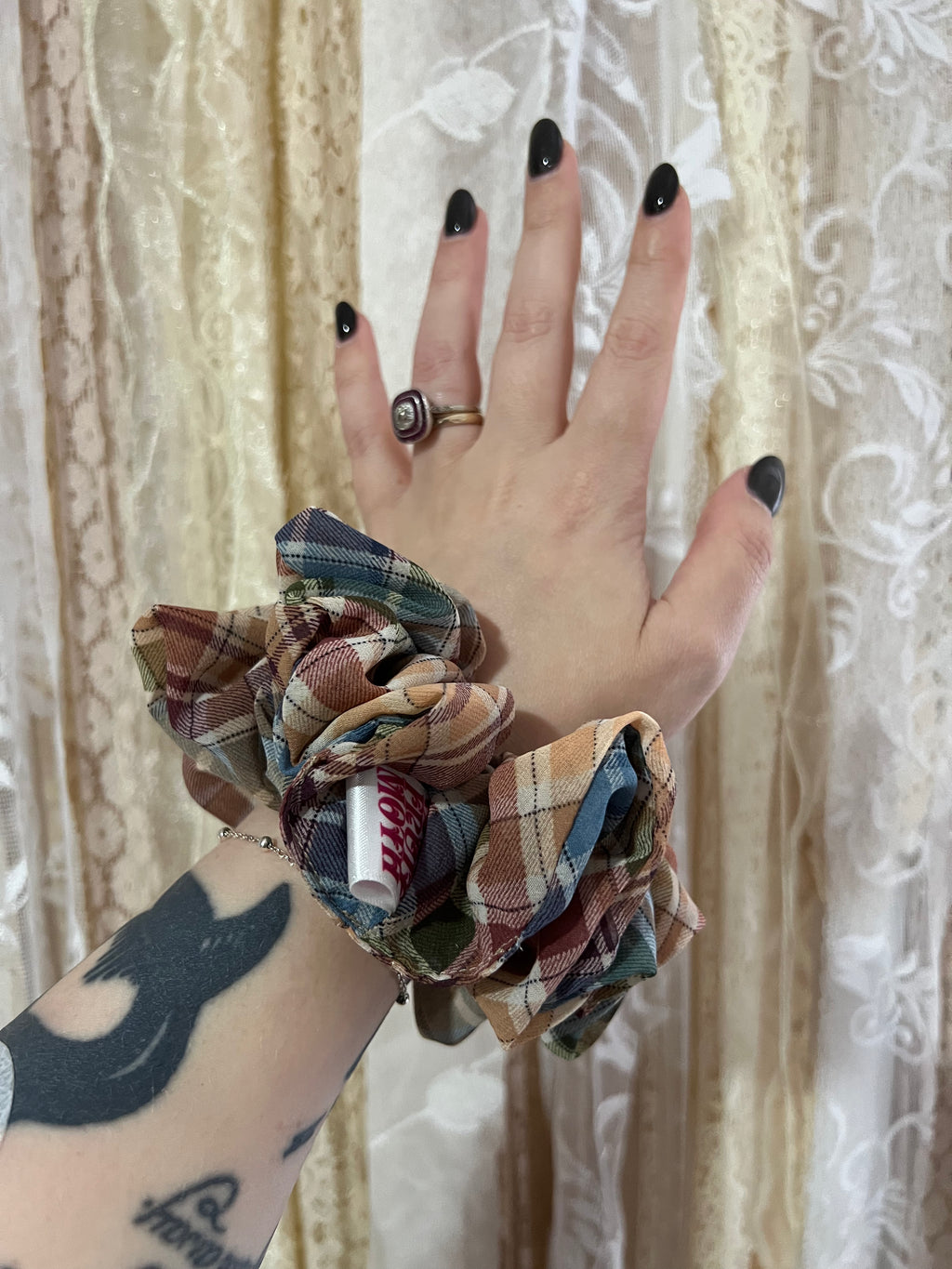 Tartan Chiffon Scrunchie