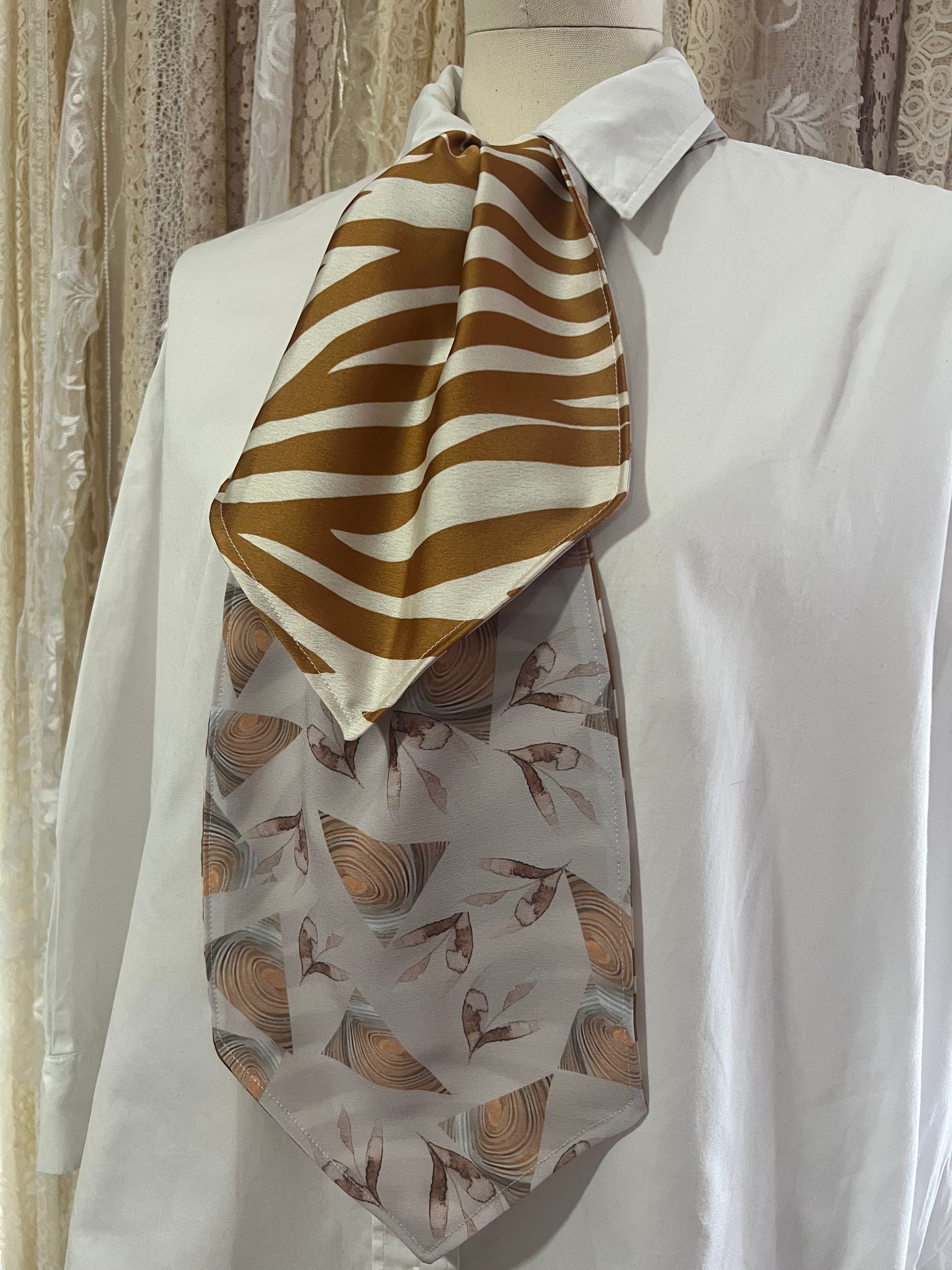 Tiger and Timber Triangles Reversible Cravat