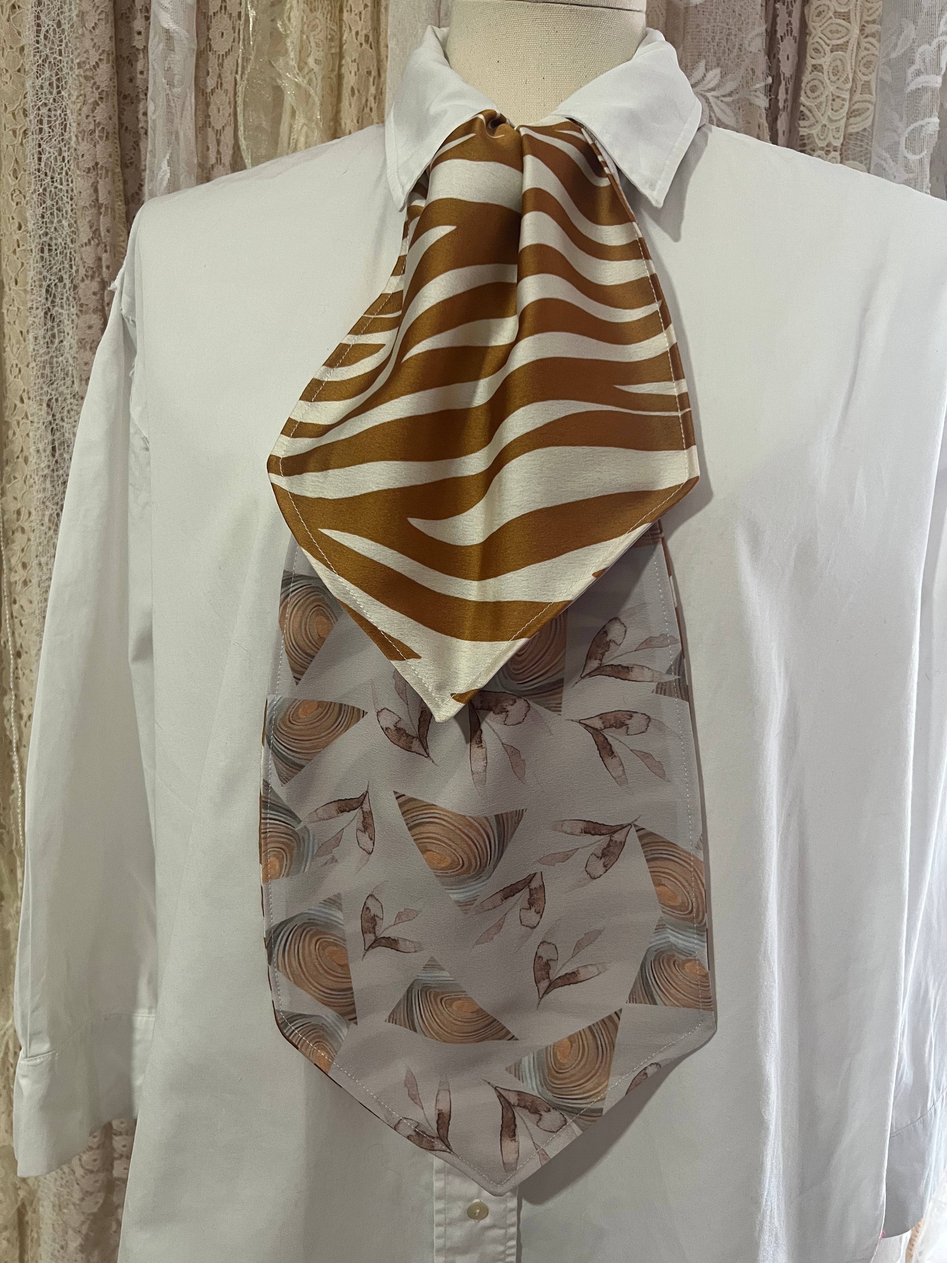 Tiger and Timber Triangles Reversible Cravat
