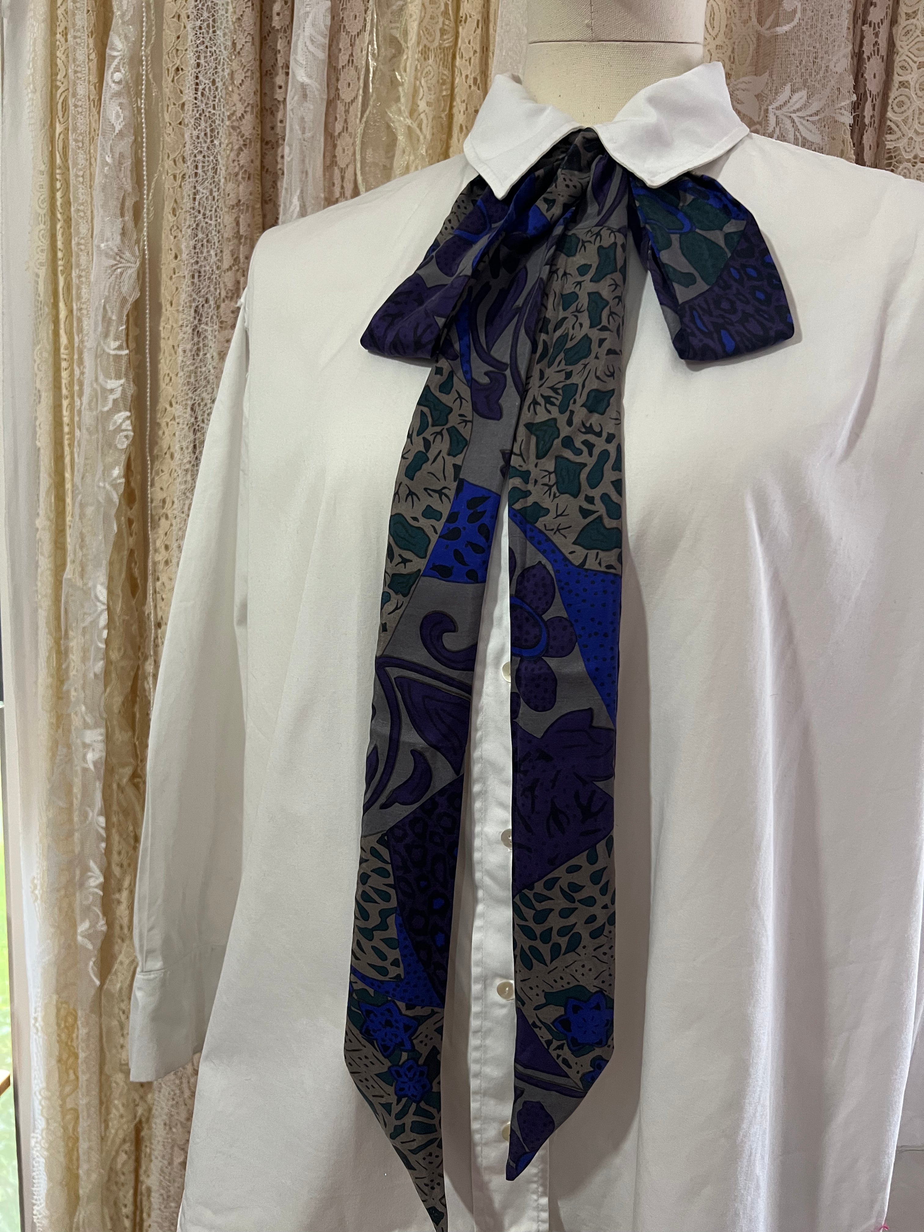 Vintage Patchwork Silk Pussybow Tie Collar