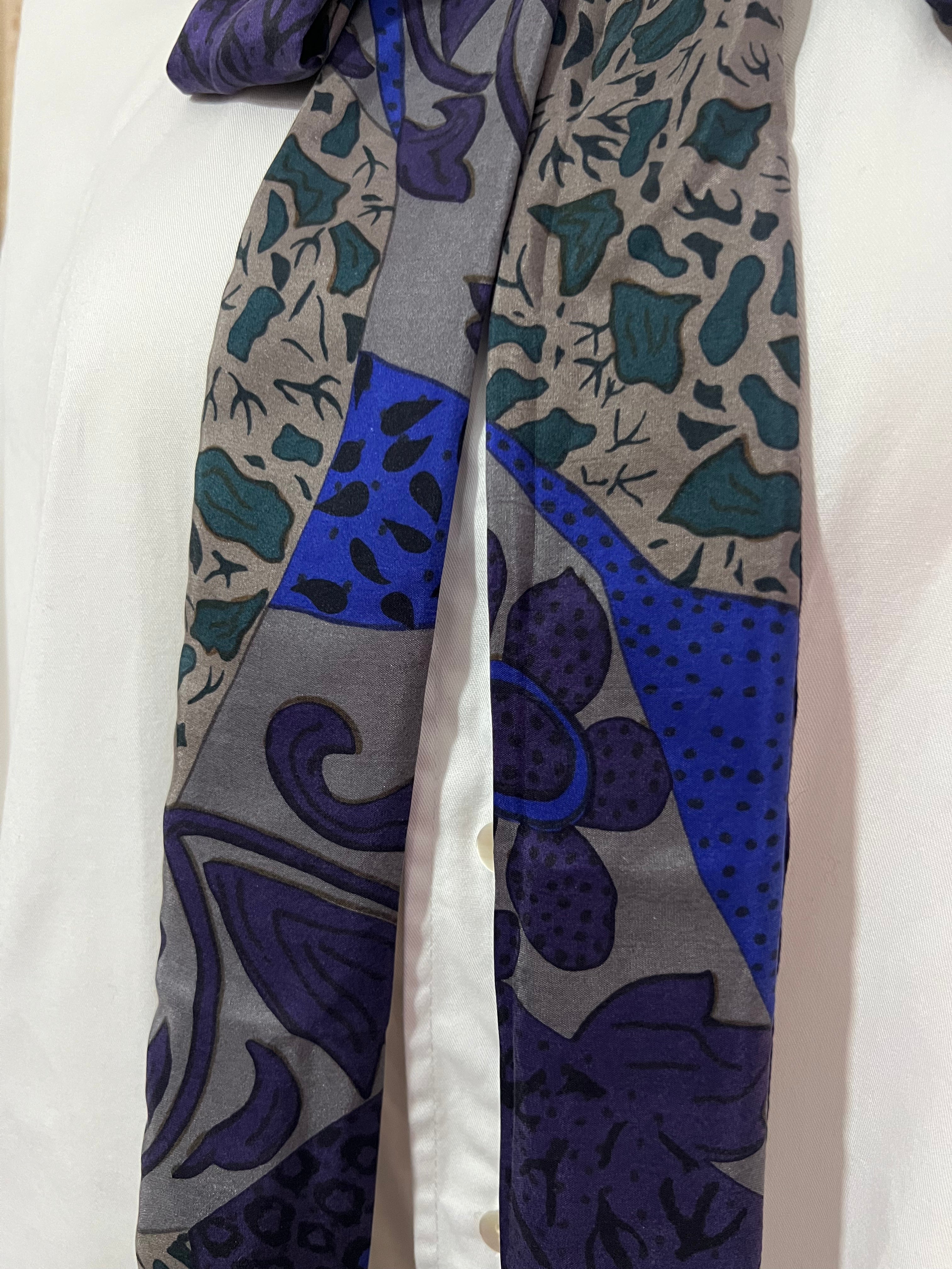 Vintage Patchwork Silk Pussybow Tie Collar