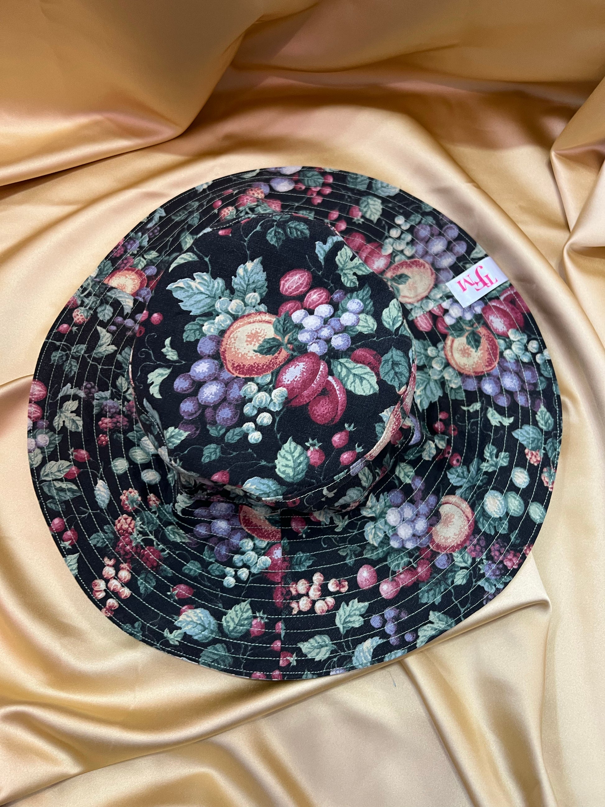 Handmade reversible wide brim sun hat, handmade in Manchester one of a kind hat made from vintage fabrics