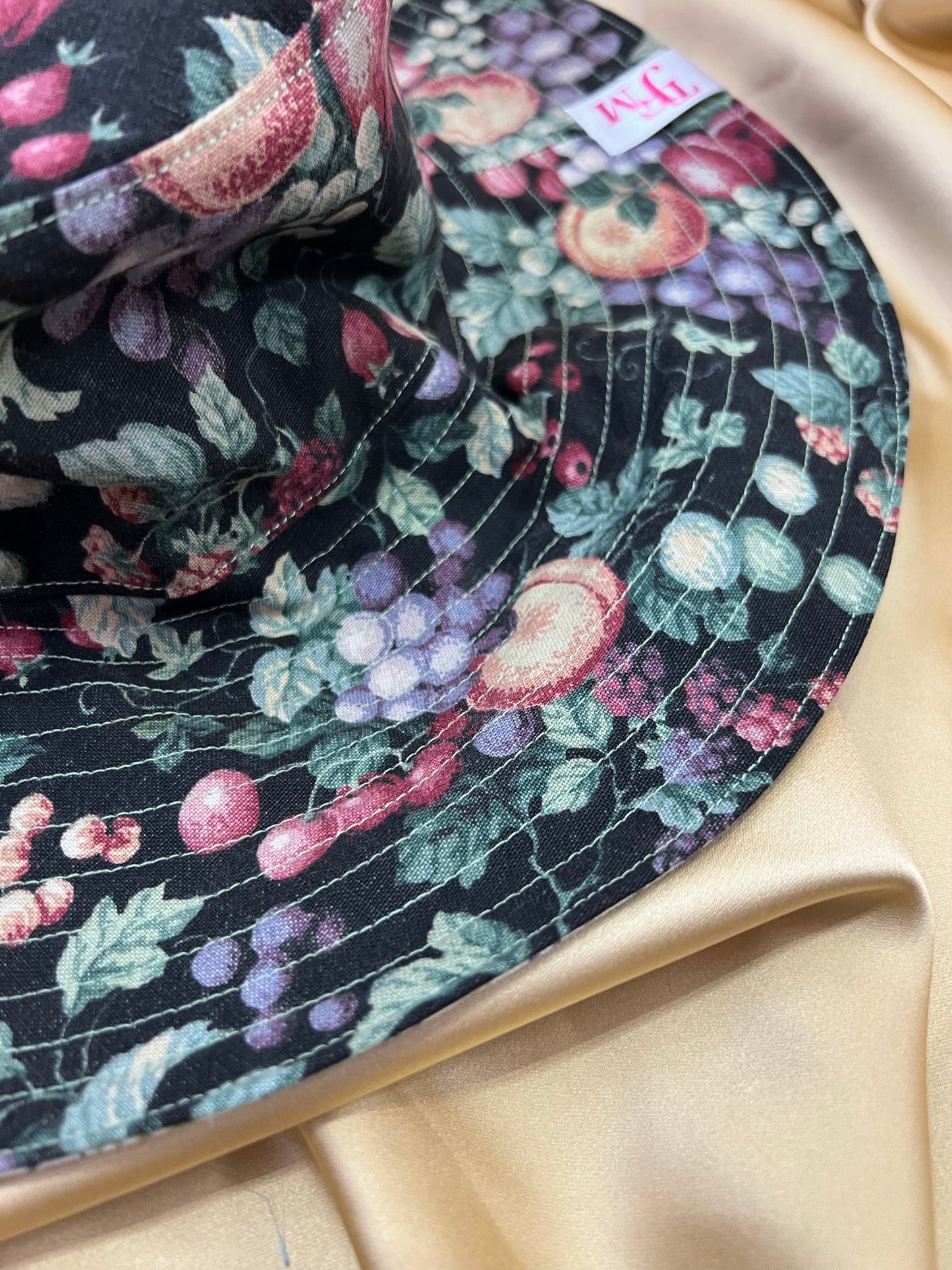 Handmade reversible wide brim sun hat, handmade in Manchester one of a kind hat made from vintage fabrics