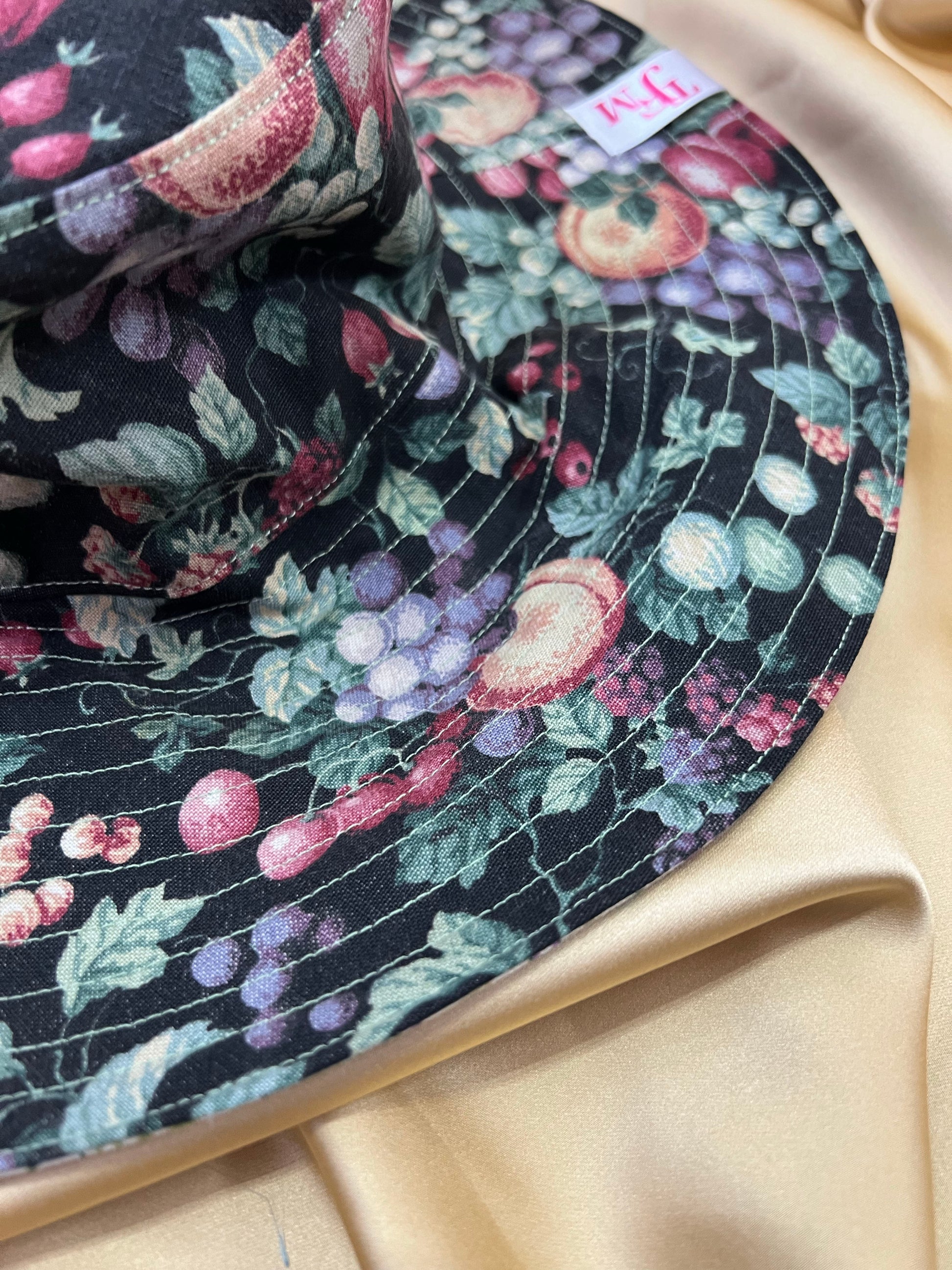 Handmade reversible wide brim sun hat, handmade in Manchester one of a kind hat made from vintage fabrics