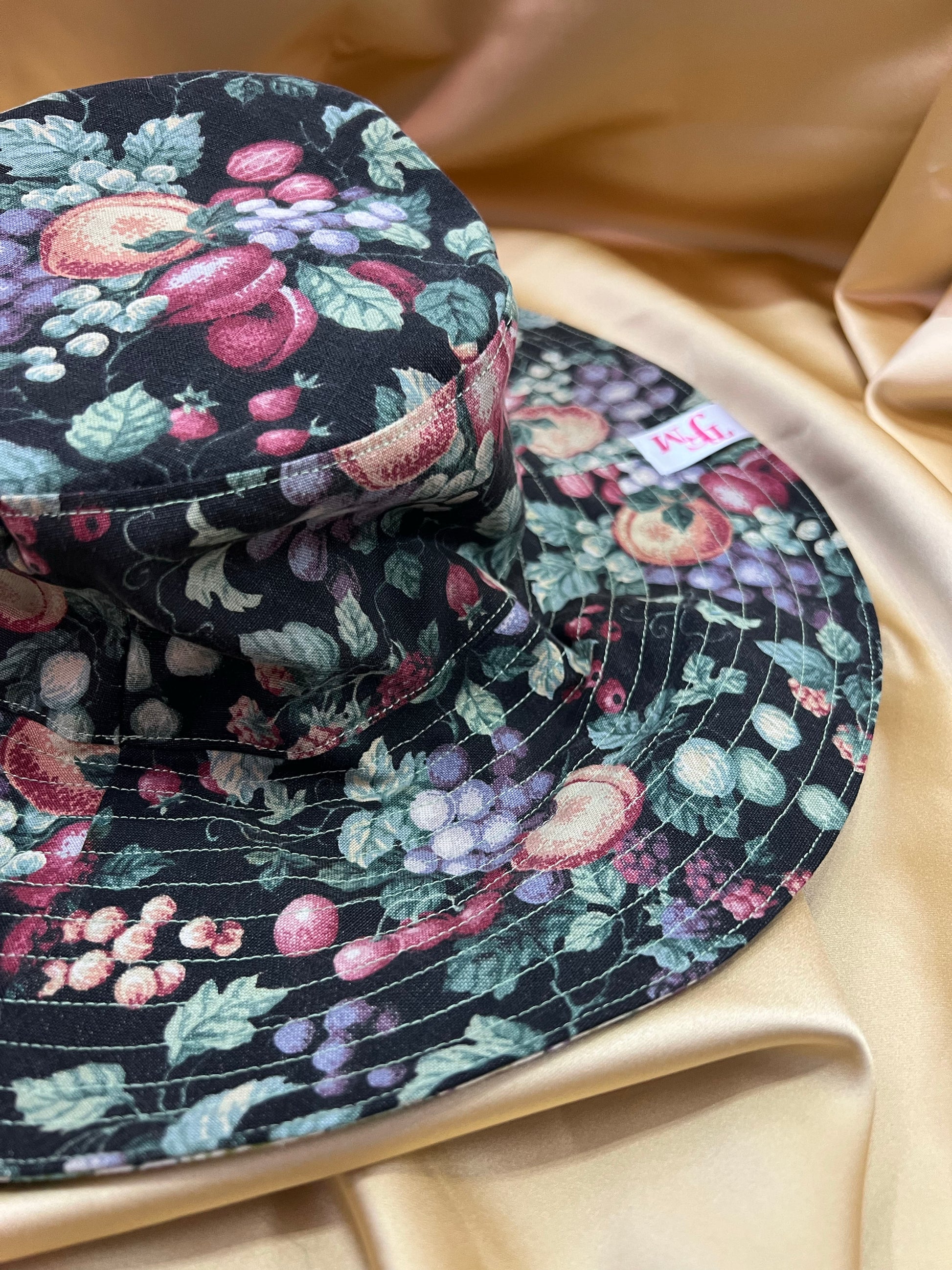 Handmade reversible wide brim sun hat, handmade in Manchester one of a kind hat made from vintage fabrics