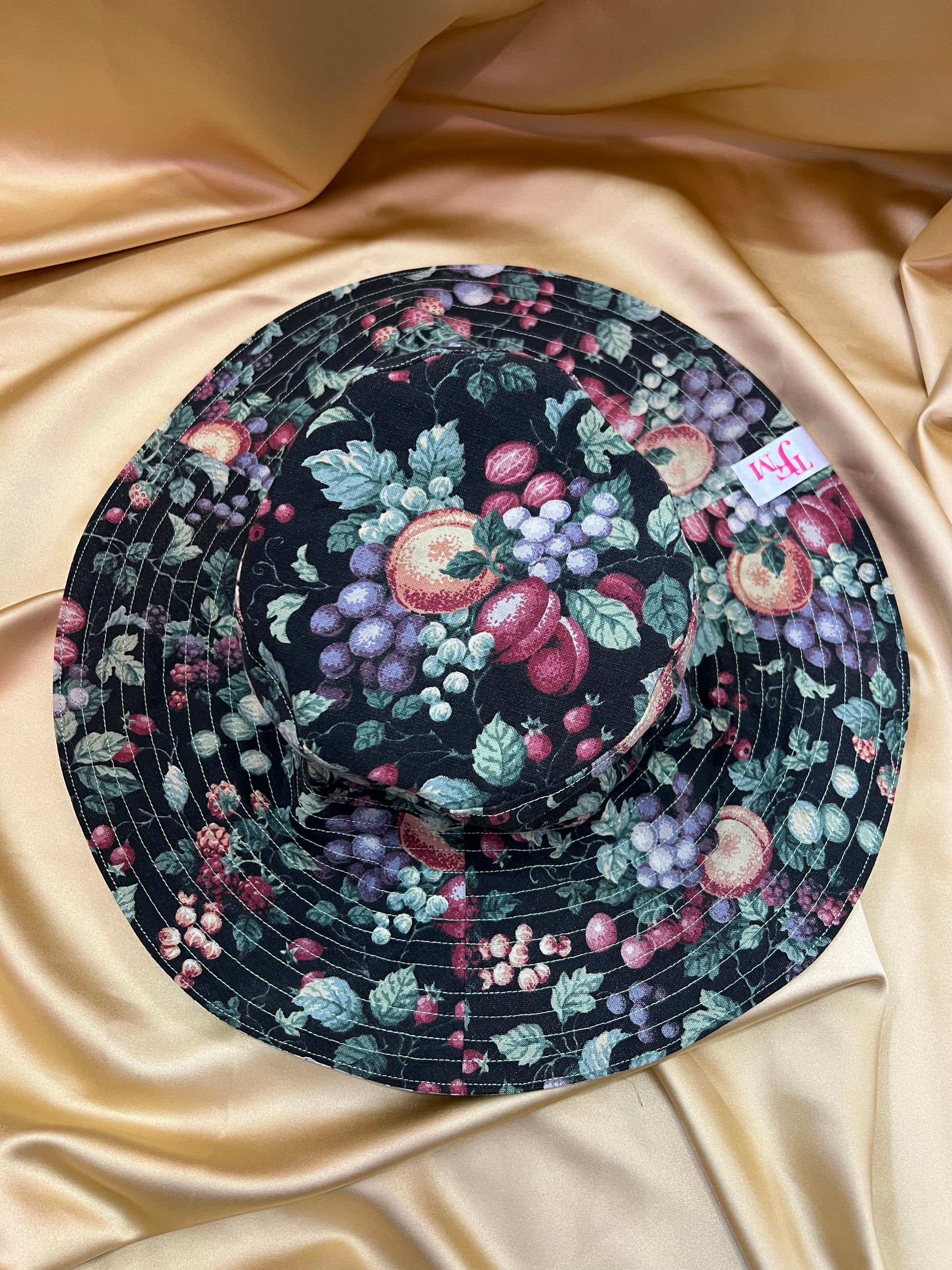 Handmade reversible wide brim sun hat, handmade in Manchester one of a kind hat made from vintage fabrics