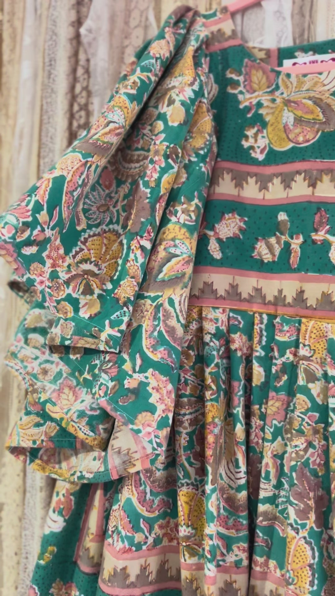 'Isla' Vintage Indian Block Print Dress video